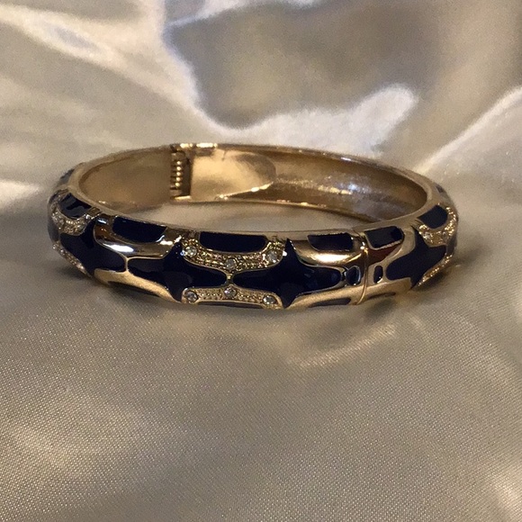 Blue enamel gold plated bracelet with crystals - Picture 1 of 2